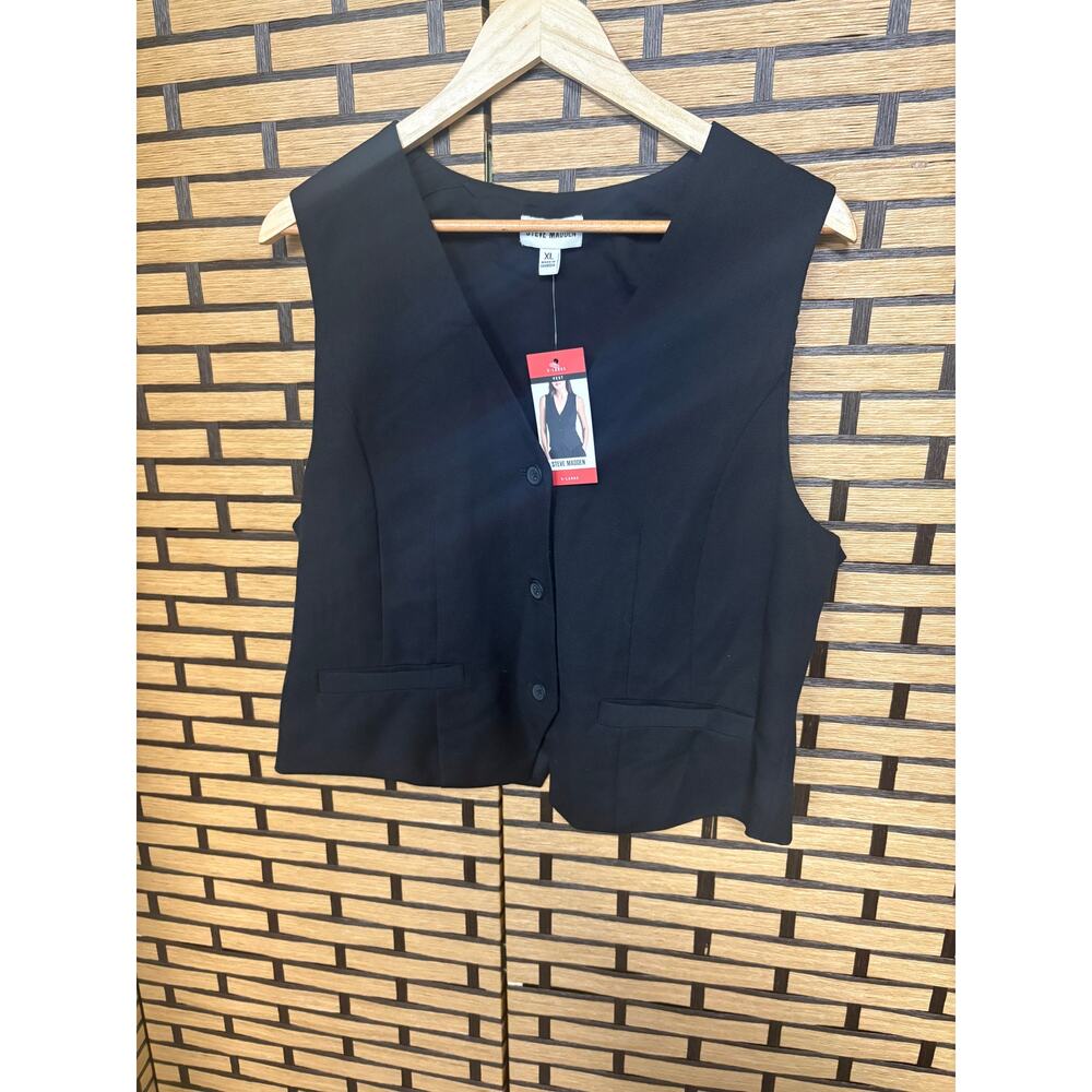 Steve Madden Black Button Front Vest SIze XL